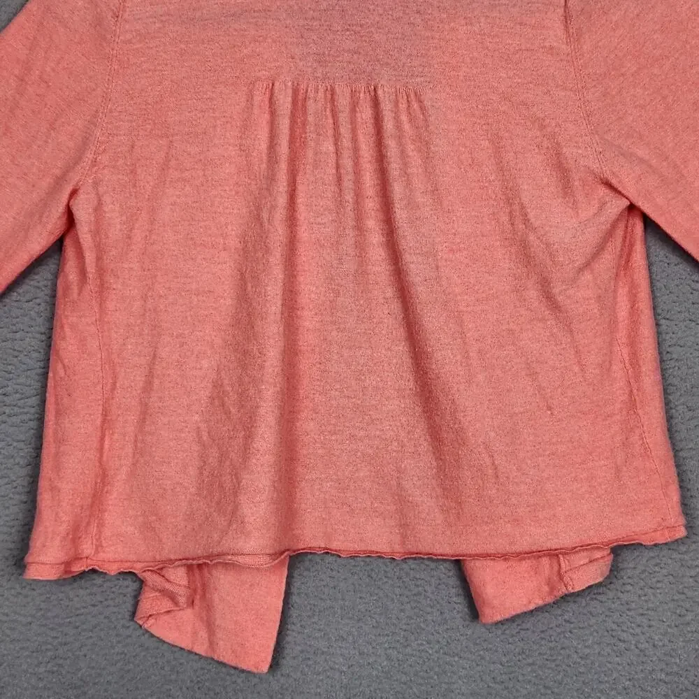 Eileen Fisher Sweater Womens Medium Pink 100% Cashmere Open Cardigan Knit